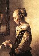 VERMEER VAN DELFT, Jan Girl Reading a Letter at an Open Window (detail) wt oil on canvas